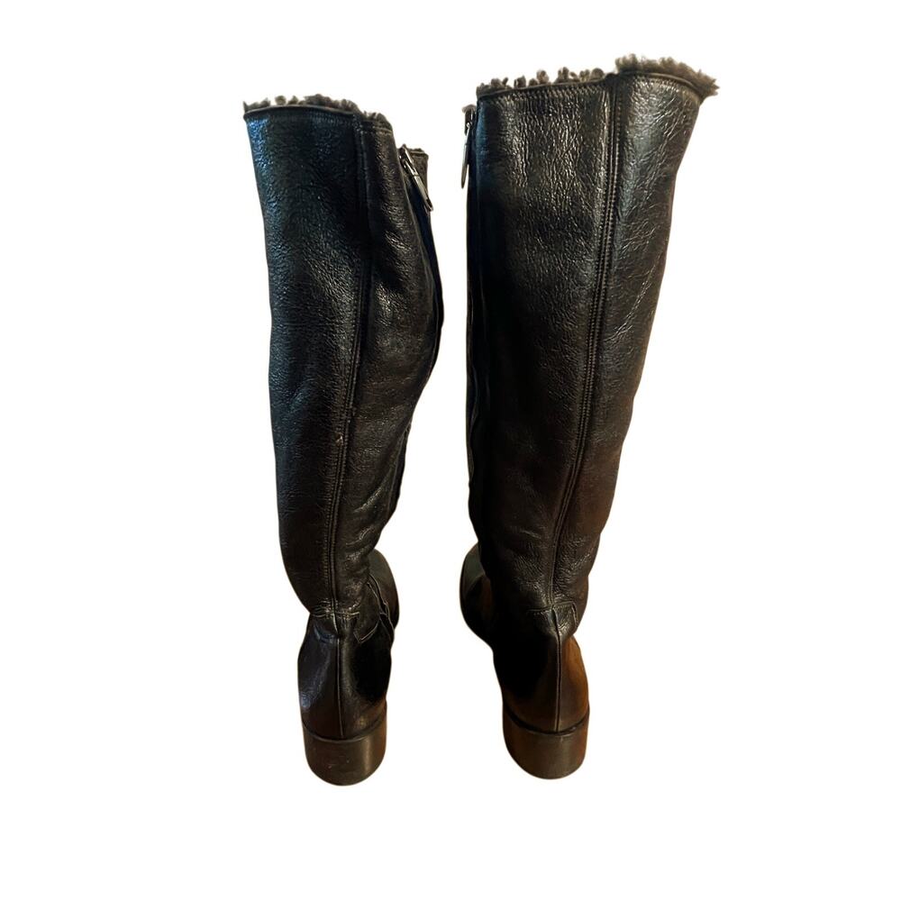 JIL SANDER Italy Dark Brown Leather Shearling Lined Tall Boots | 38 - Picture 4 of 14